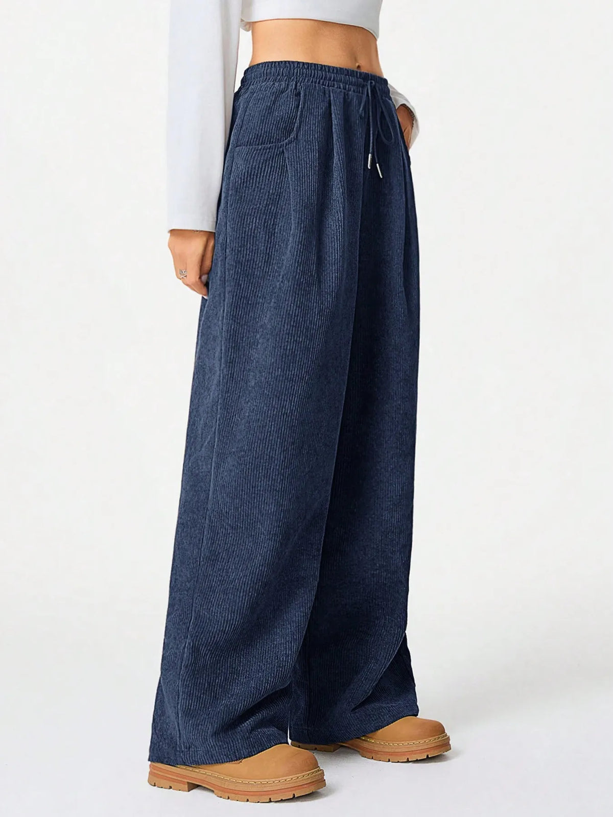 Relaxed Wide Leg Drawstring Pants
