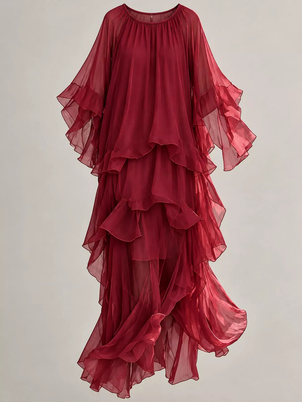 Ruffled Layered Bohemian Maxi Dress