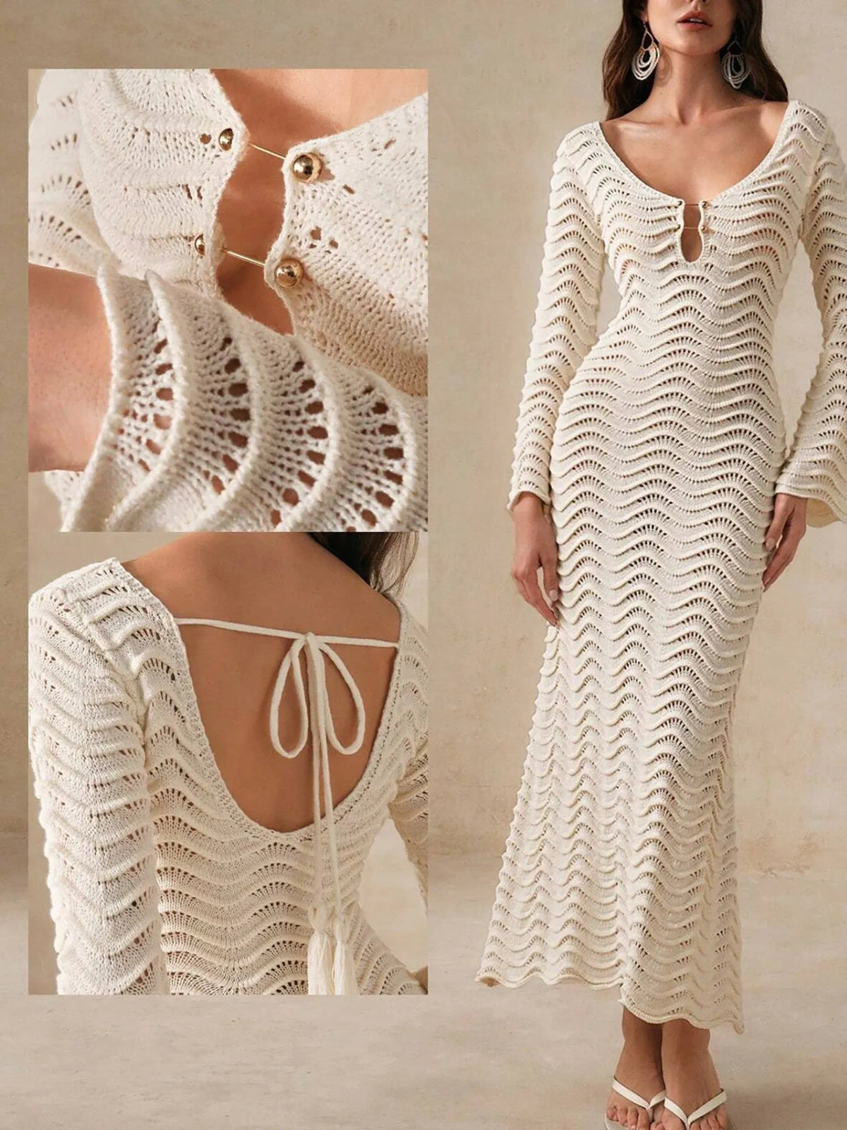 Openwork Crochet Maxi Dress with Cutouts