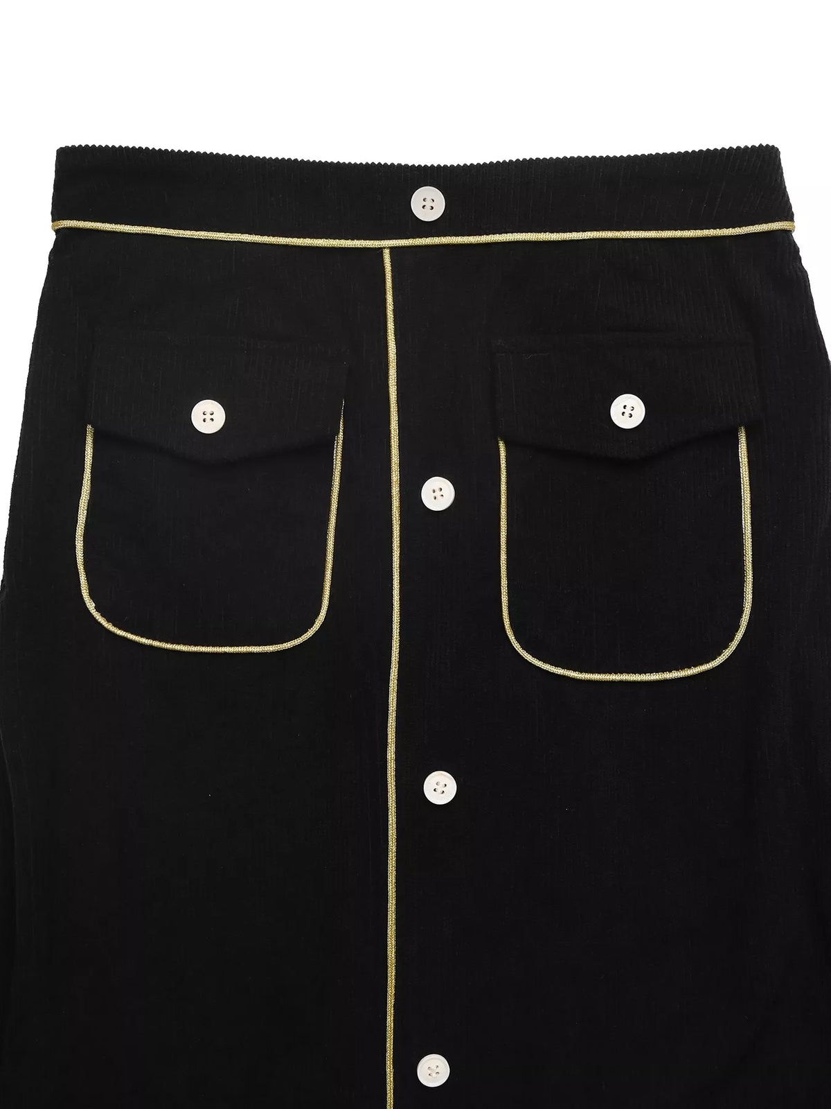Corduroy Midi Skirt in Black