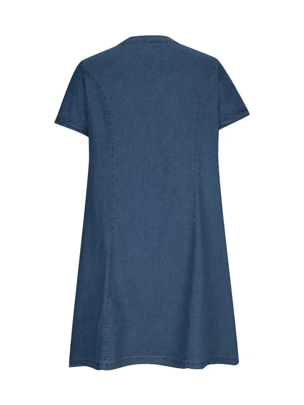 Notched Denim Dress in Dusty Blue