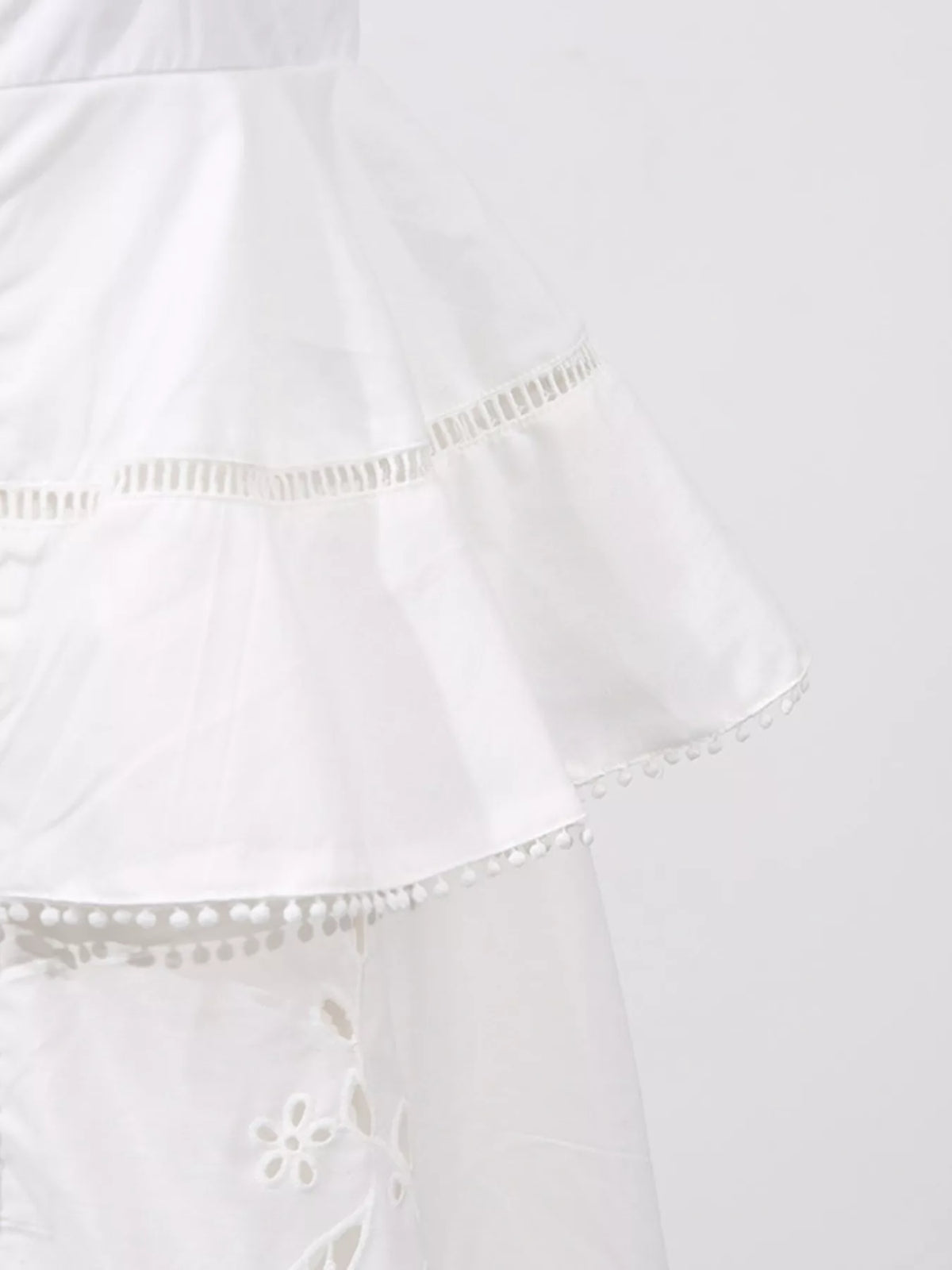 Sleeveless Eyelet Embroidered Button-Down Midi Dress in White