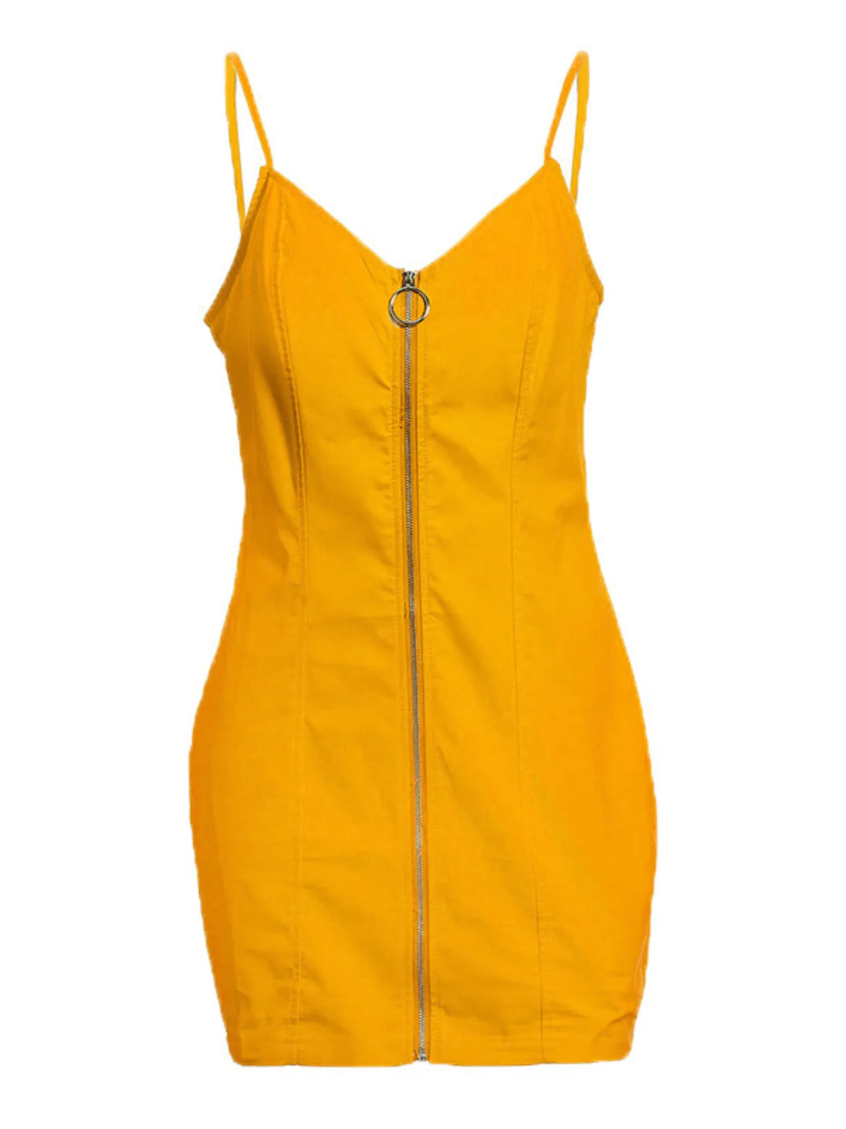 Zip-Front Bodycon Mini Dress