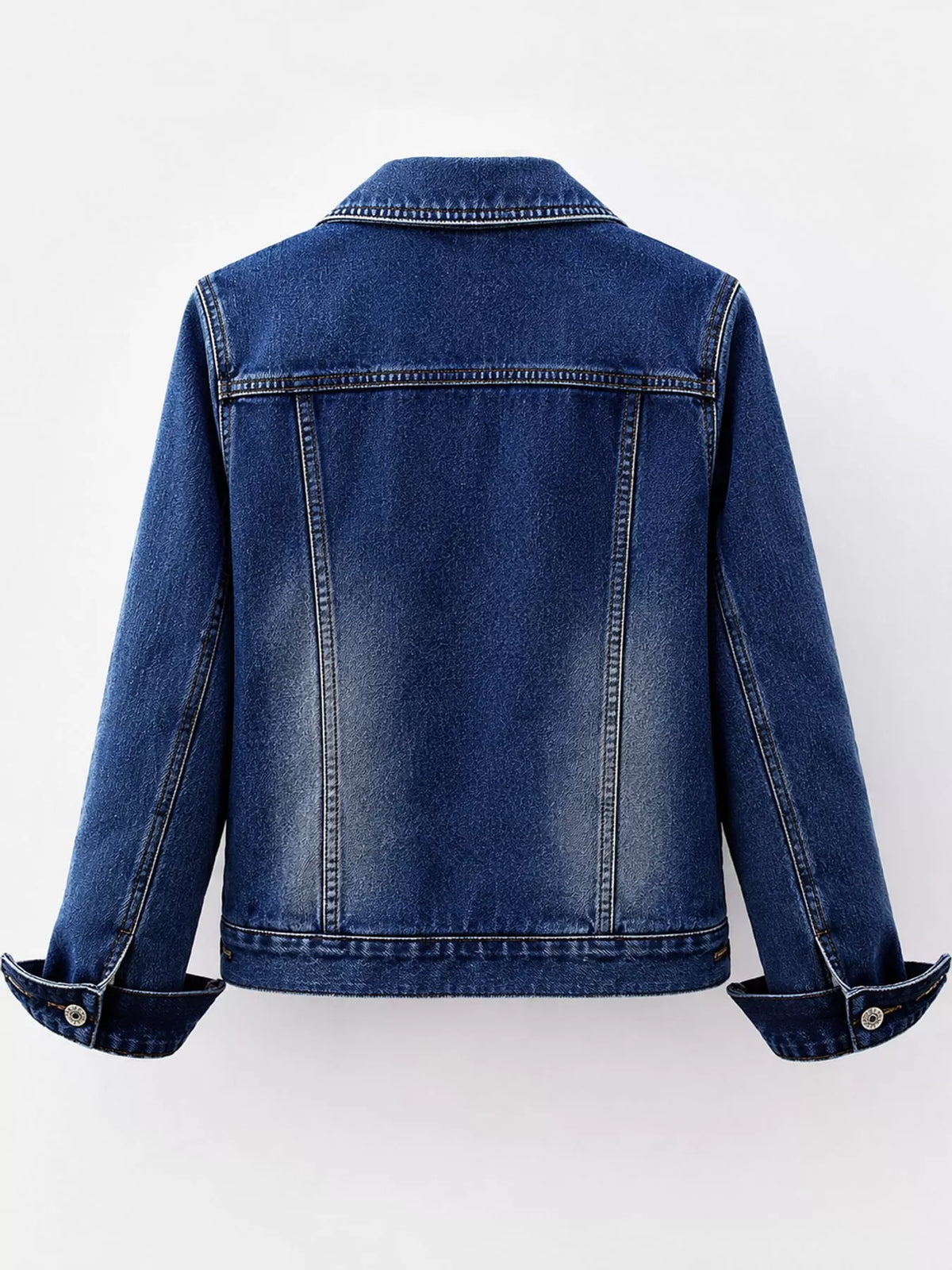 Sherpa-Lined Distressed Denim Jacket