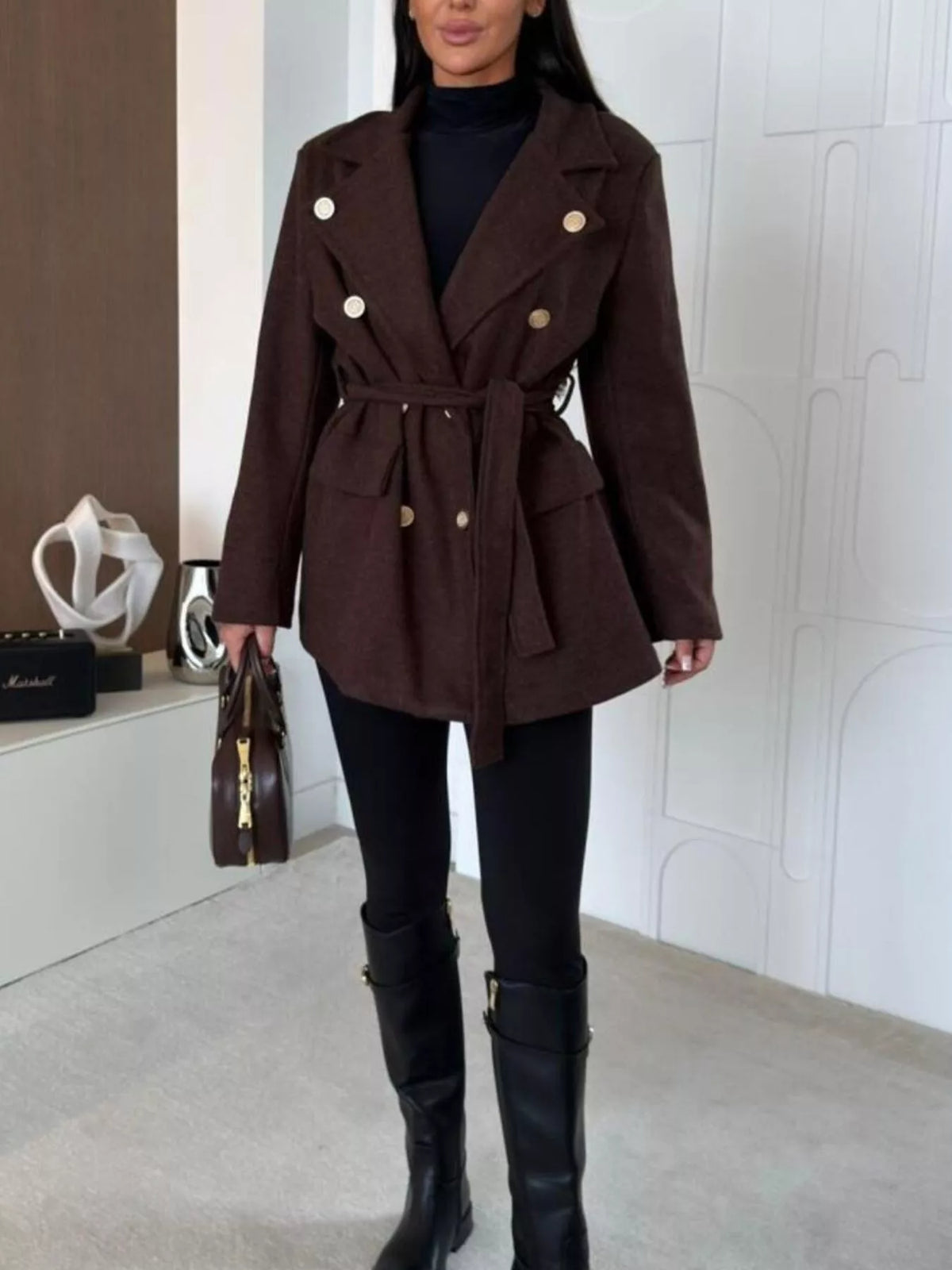 Double-Breasted Belted Coat