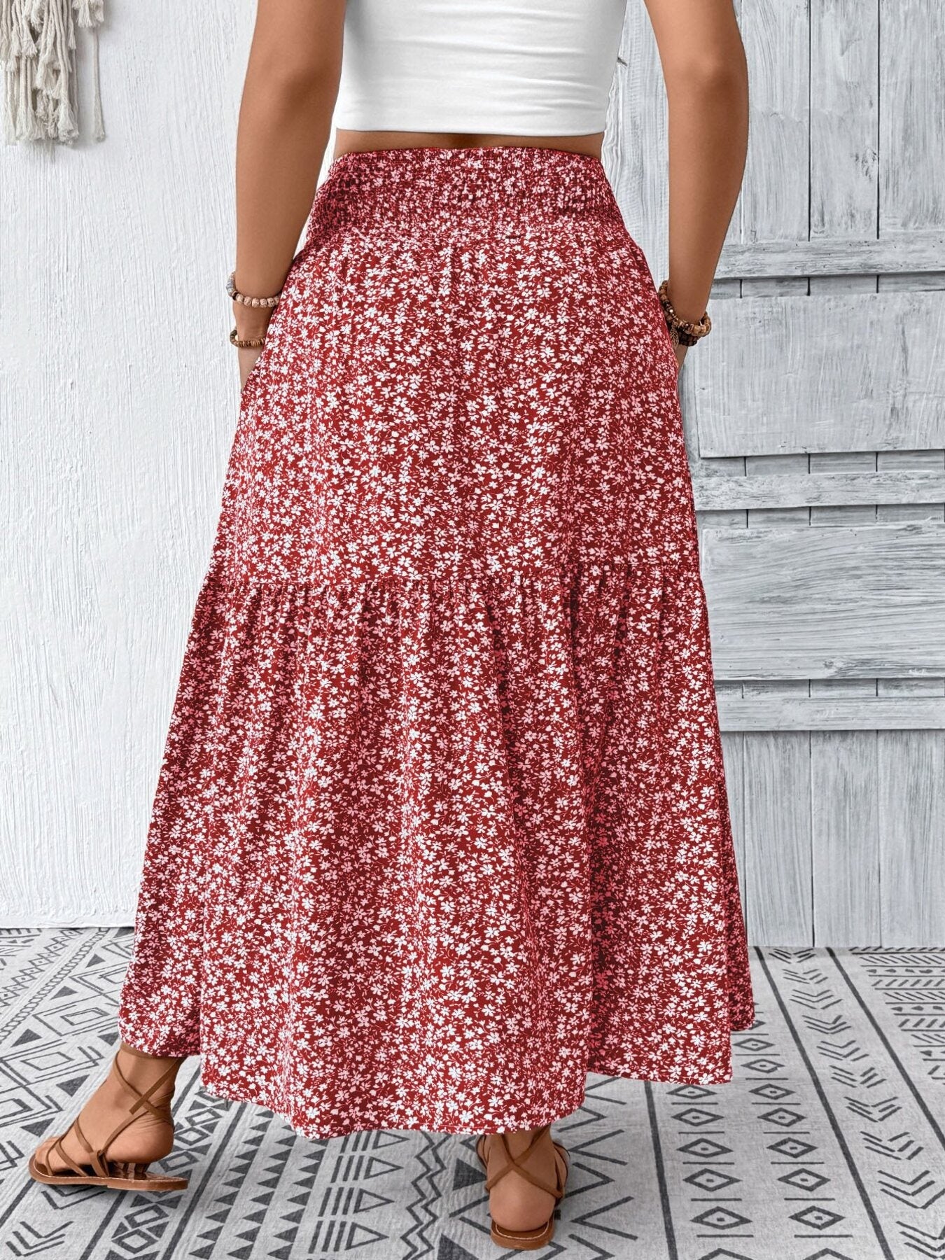 Floral Print Tiered Skirt