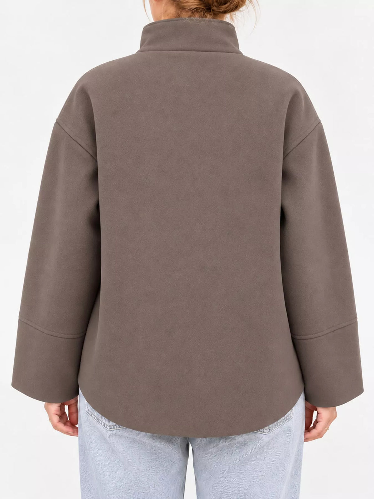 Stand-Collar Button-Up Jacket
