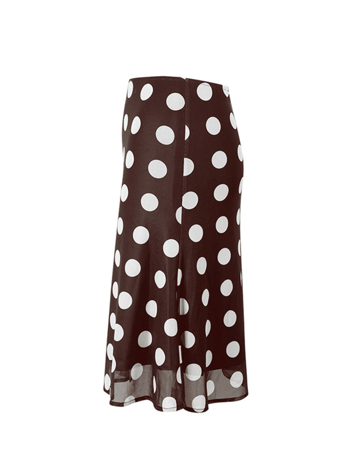 Polka Dot Mesh Skirt in Brown