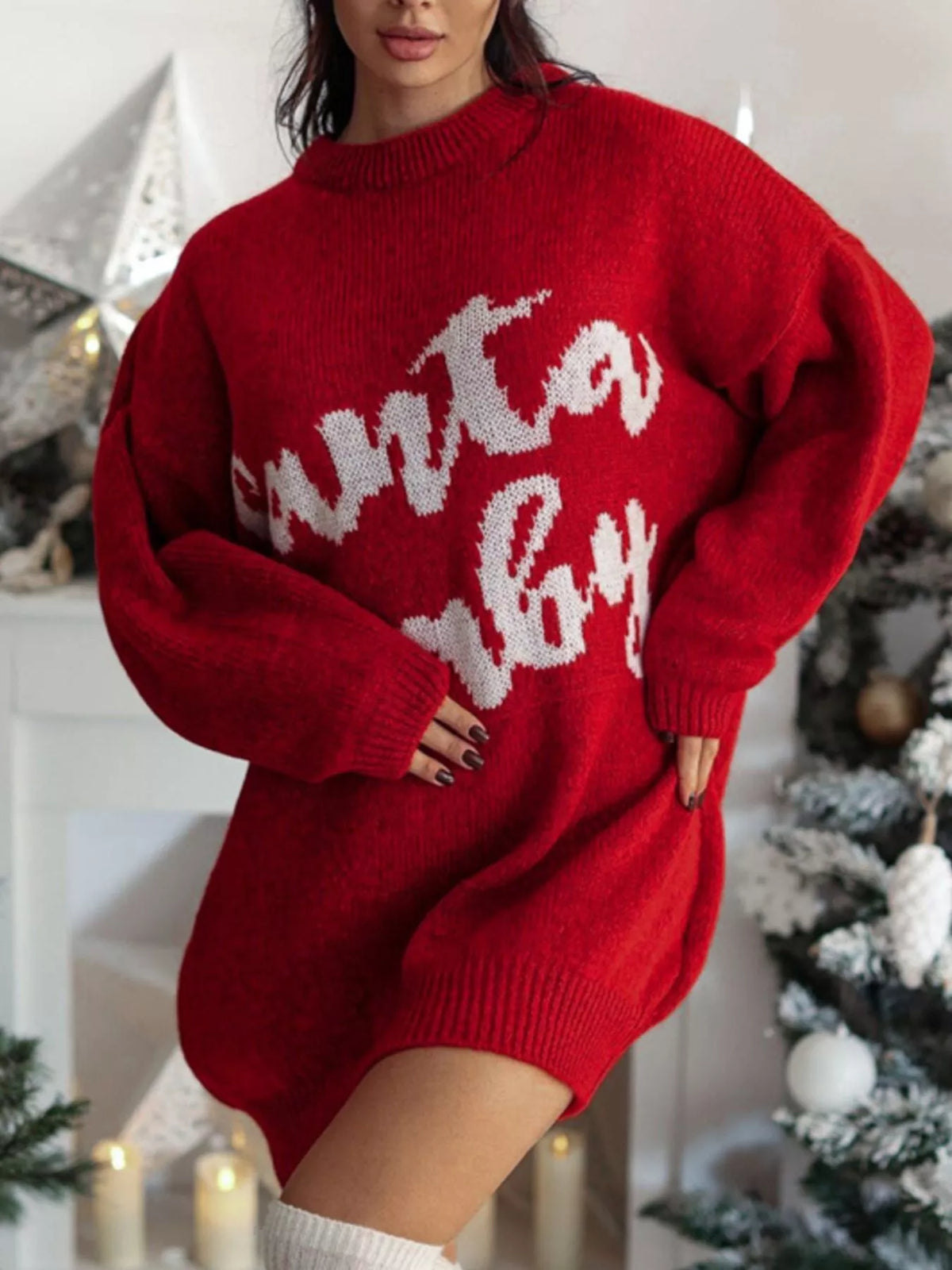 Christmas Letter Oversized Sweater Dress