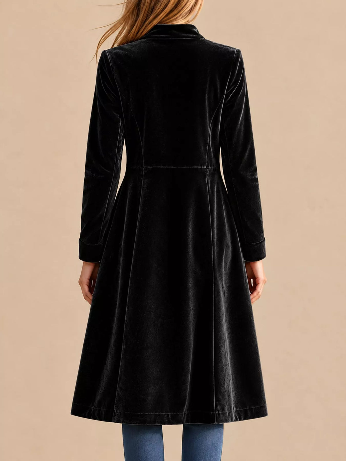 Velvet Zip-Up Longline Jacket