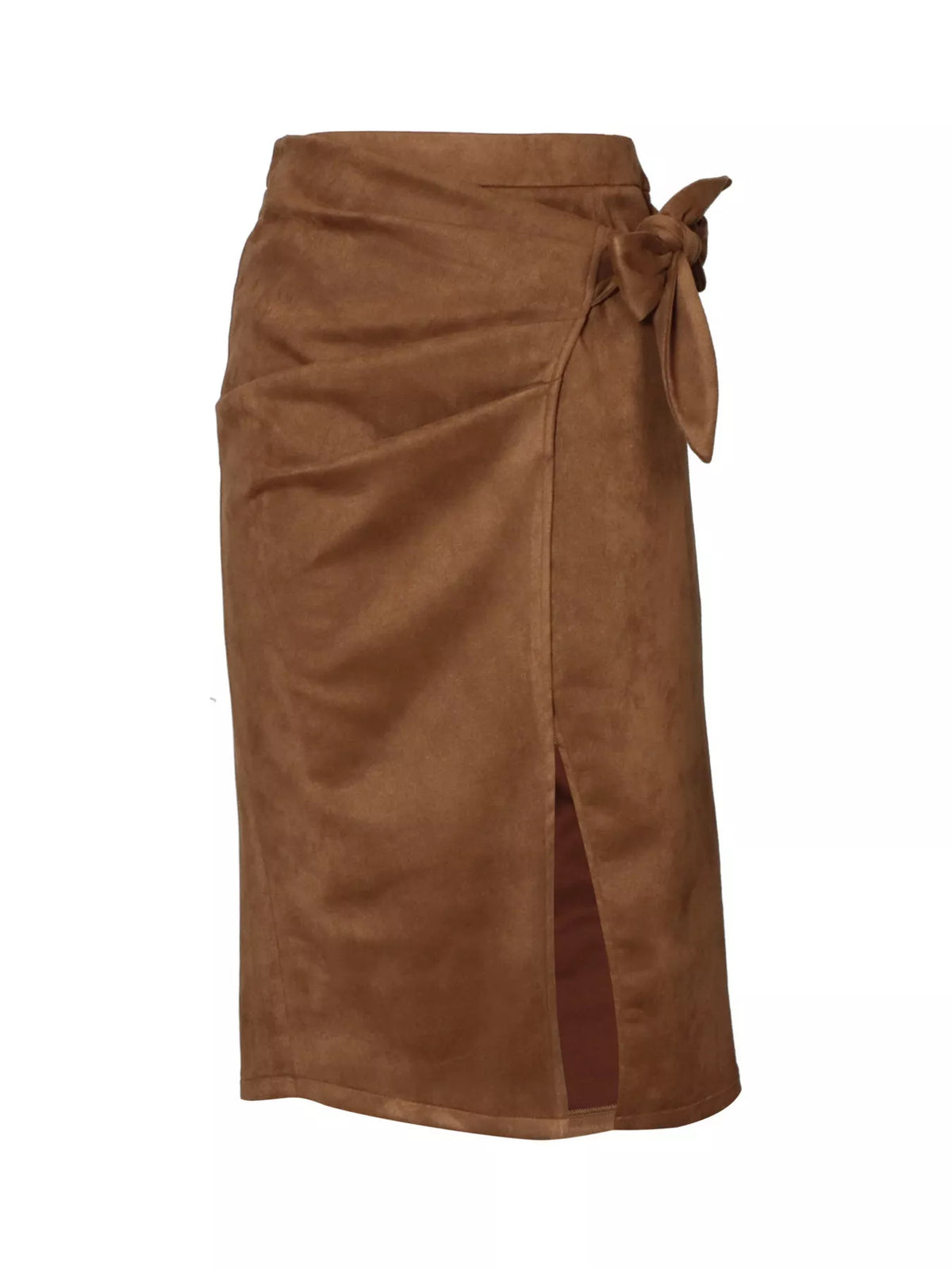 Wrap Midi Skirt in Brown