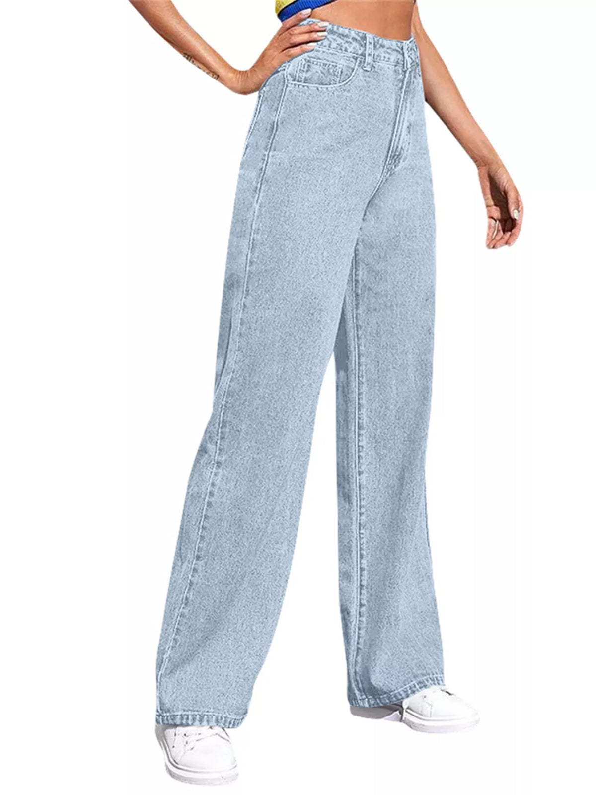Extended-Size High-Waisted Wide-Leg Jeans by Dreamy Drapes