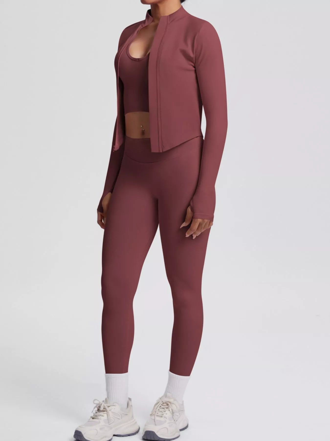 Zip-Up Jacket Tank and Leggings Active Set