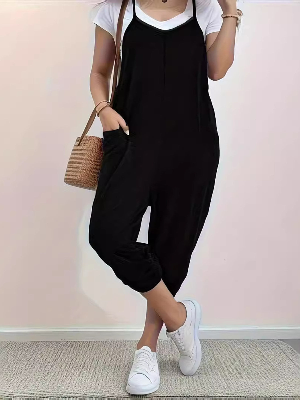 Casual Loose-Fit Spaghetti Strap Jumpsuit