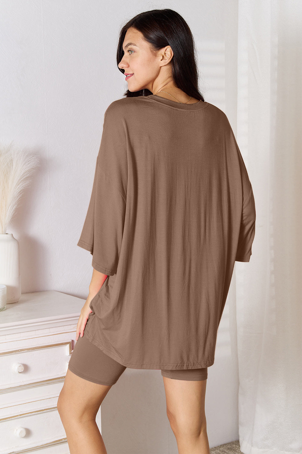 Basic Bae Three-Quarter Sleeve Top and Shorts Set