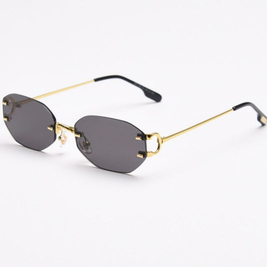 Ilussa Rimless Oval Sunglasses in gold