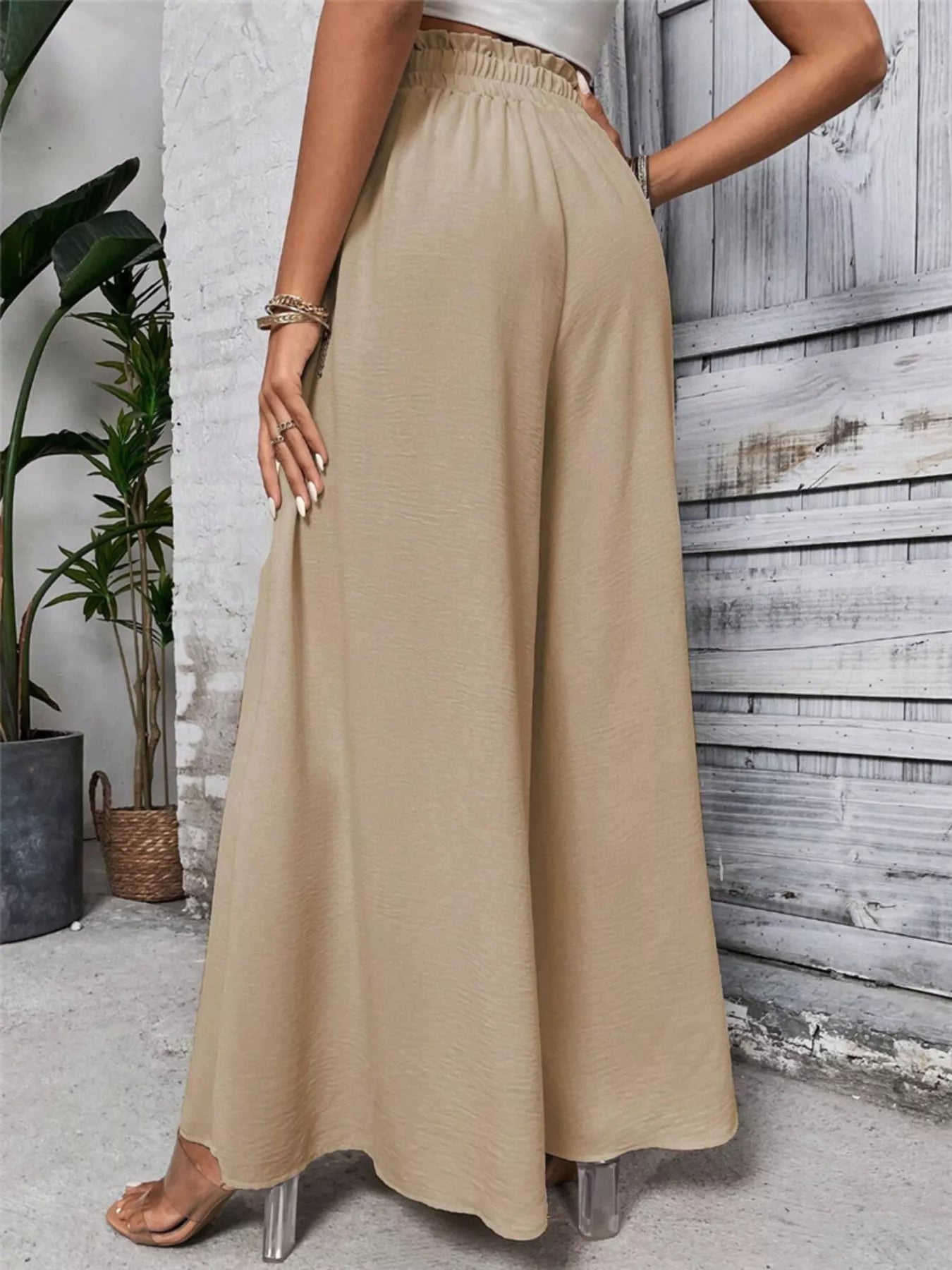 Frill-Detail Wide-Leg Pants
