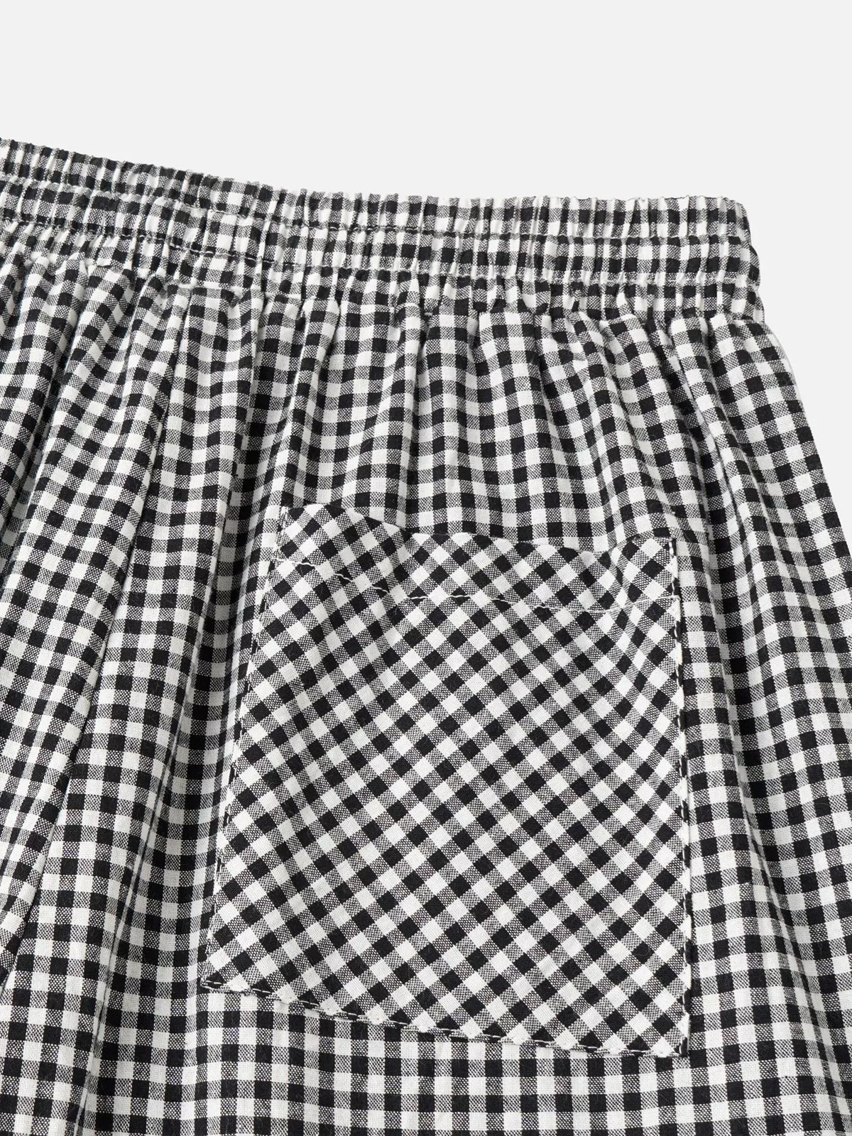 High-Waisted Gingham Drawstring Wide-Leg Pants