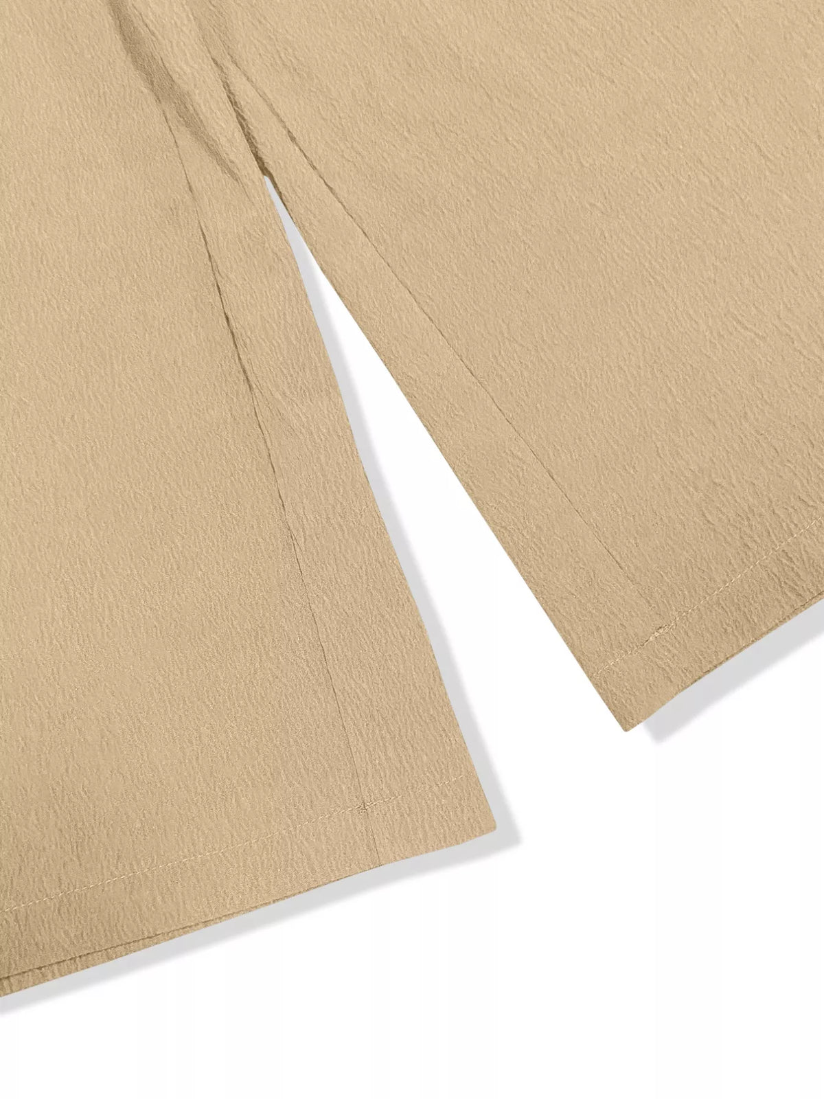 Smocked Cropped Wide Leg Pants in Beige