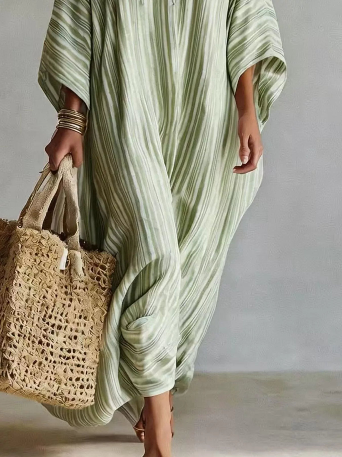 Oversized Striped Maxi Dress