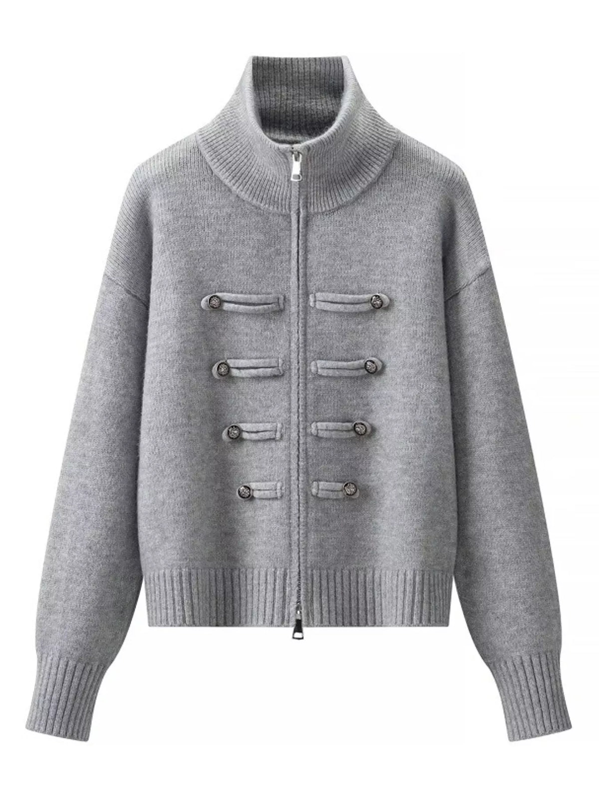 Turtleneck Zip-Up Cardigan