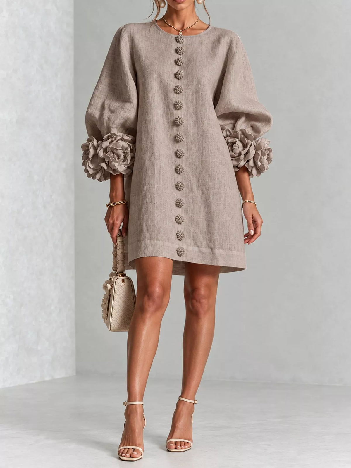 3D Floral Applique Mini Dress