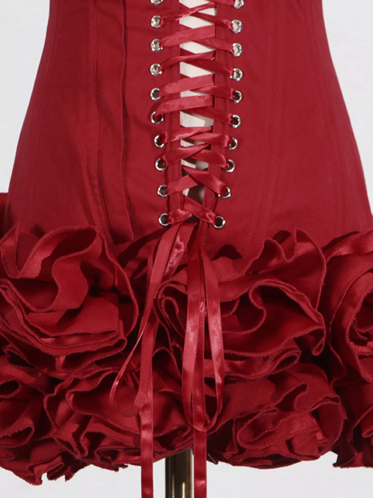 Ruffled Hem Tube Mini Dress in Red
