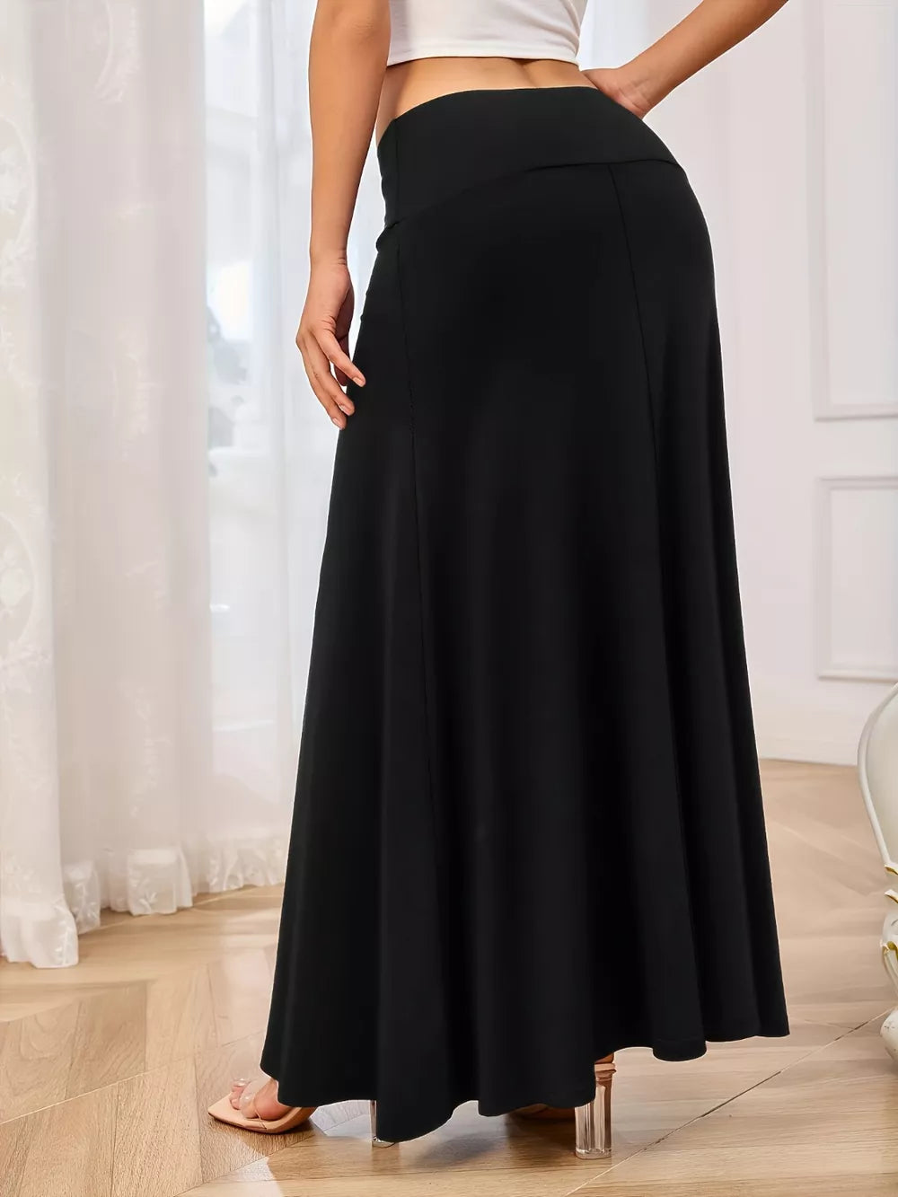 Elastic-Waist Maxi Skirt