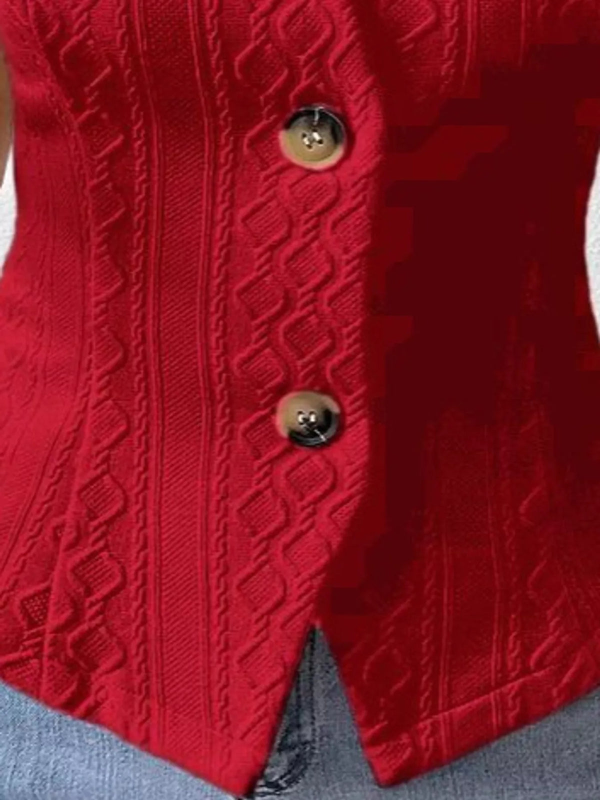 Textured Slim-Fit Button-Down Vest Coat