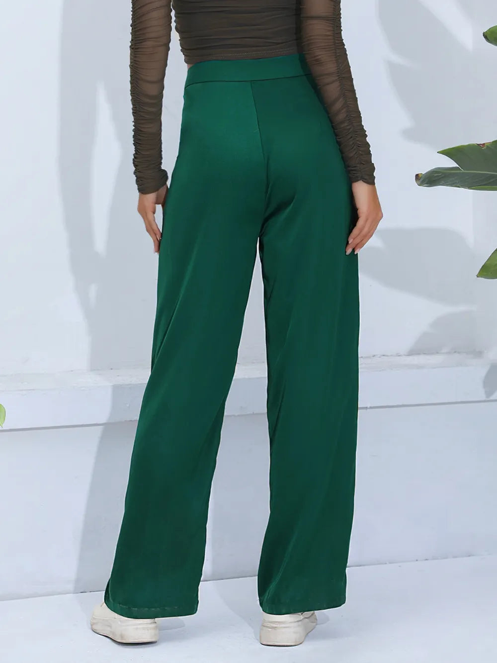 Wide Leg Pants in Dark Green
