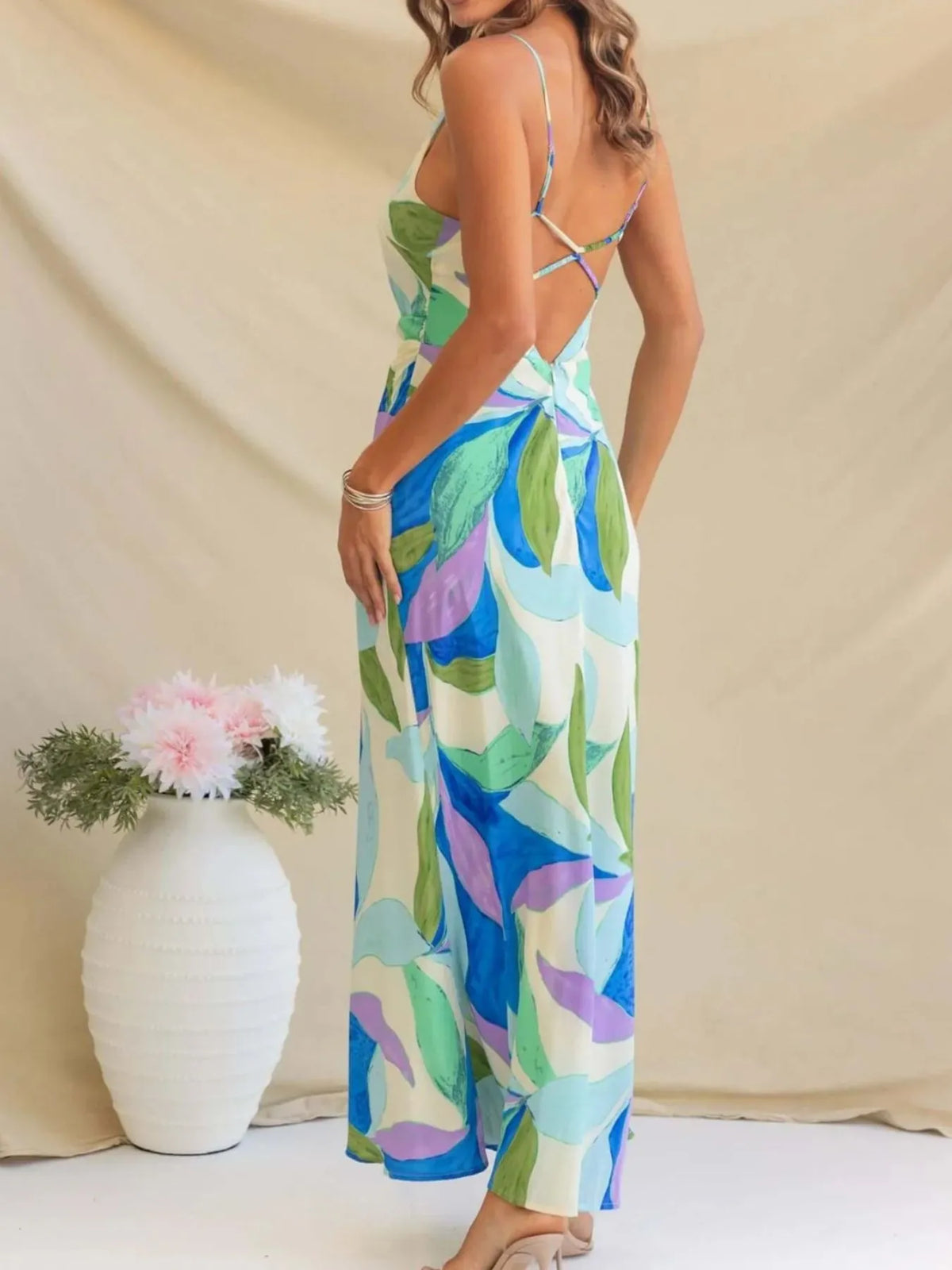 Backless Printed Maxi Dress