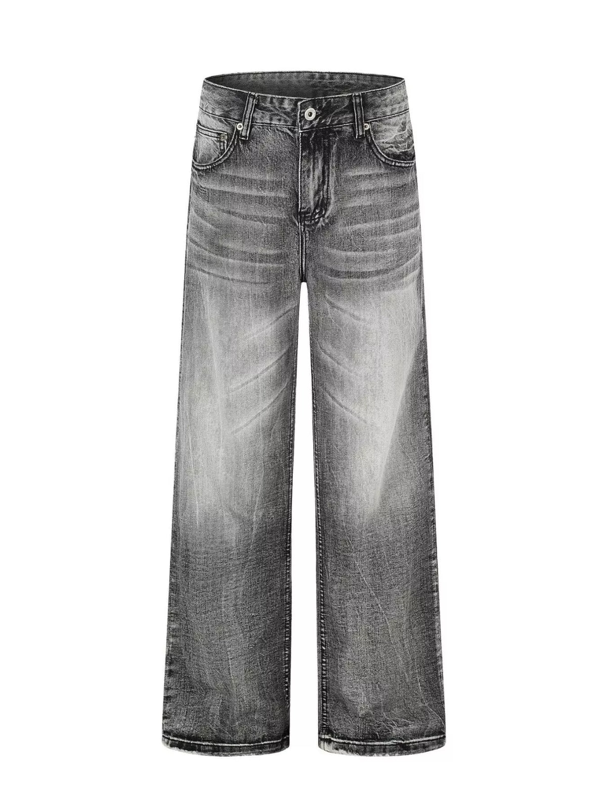 Vintage Wash Wide Leg Jeans in Black by TrendMaster