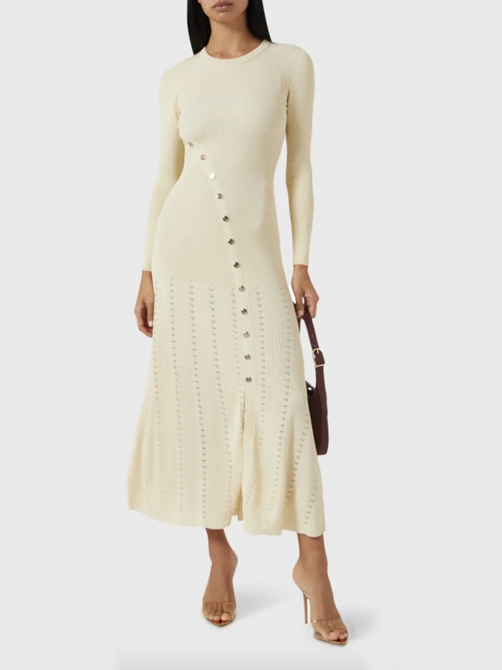 Openwork Round Neck Sweater Dress
