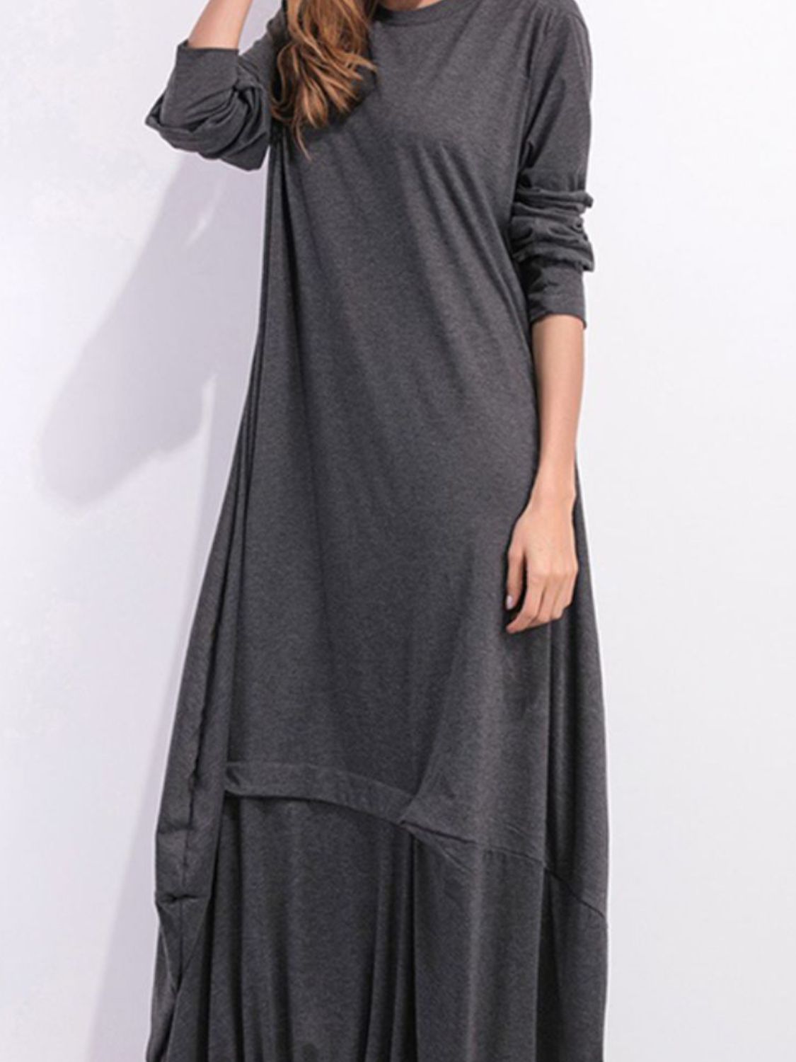 Round Neck Long Sleeve Sweatshirt Dress