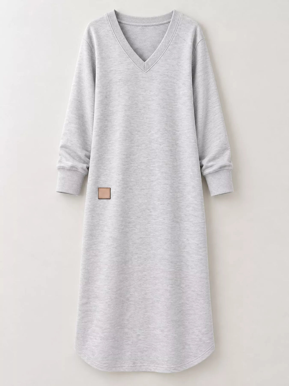 V-Neck Long Sleeve Midi Dress