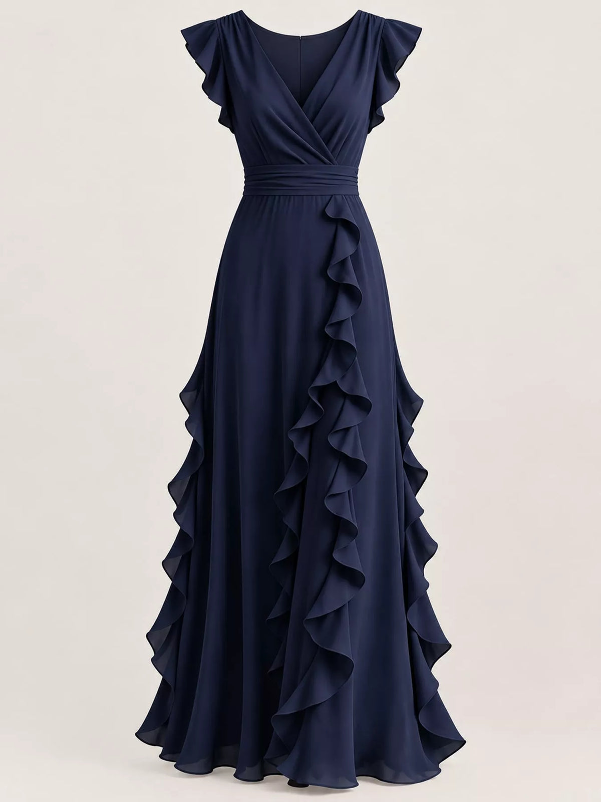 Ruffled Surplice Maxi Dress