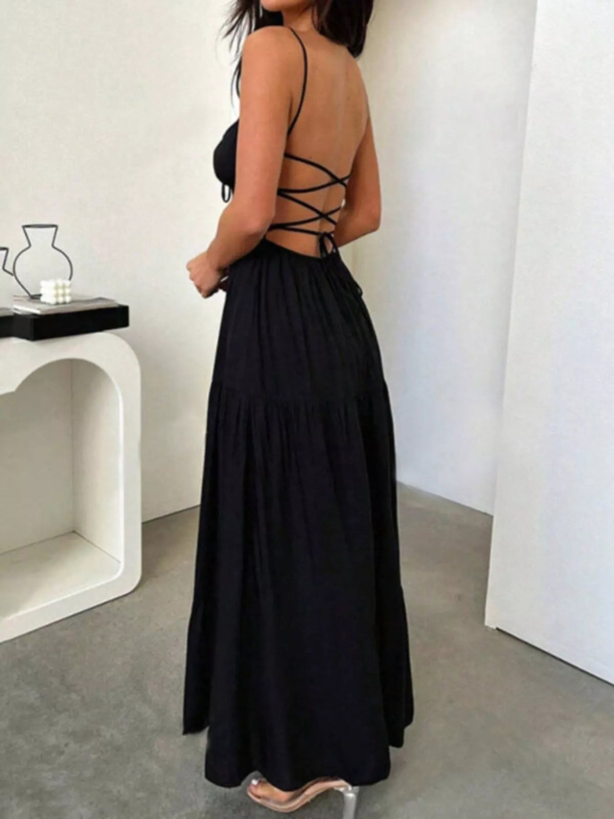 Lace-Up Back Maxi Cami Dress by Calliope