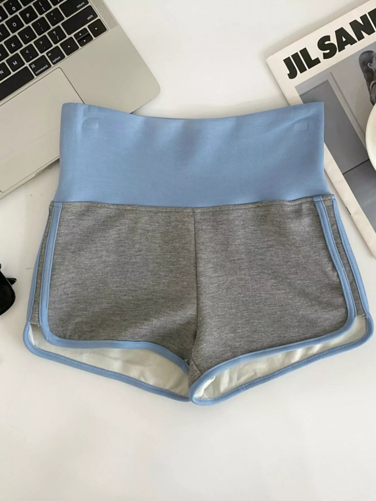 High-Waisted Contrast Trim Shorts