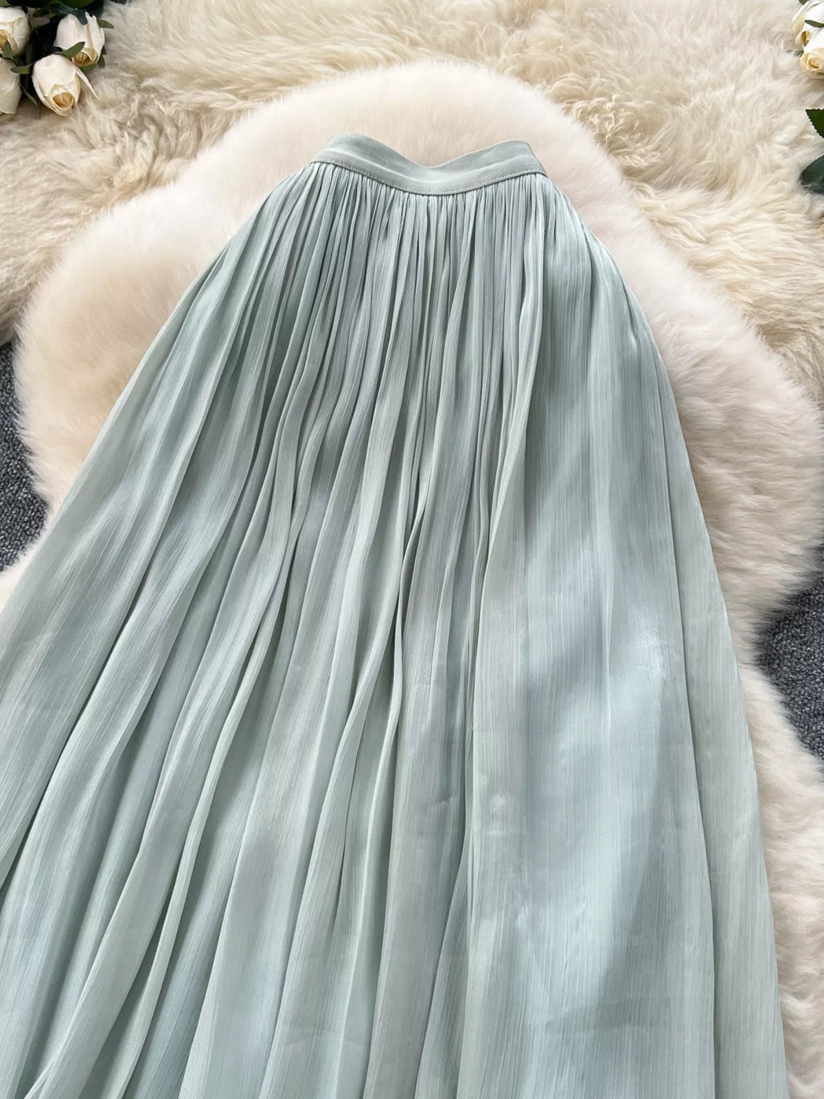 Pleated High-Waist Maxi Skirt