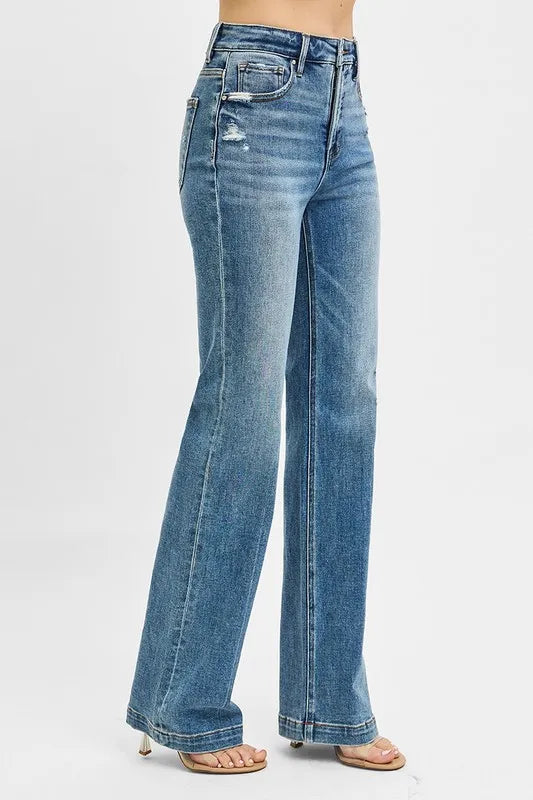 Risen Bootcut Jeans with Cat's Whisker Detail in Medium
