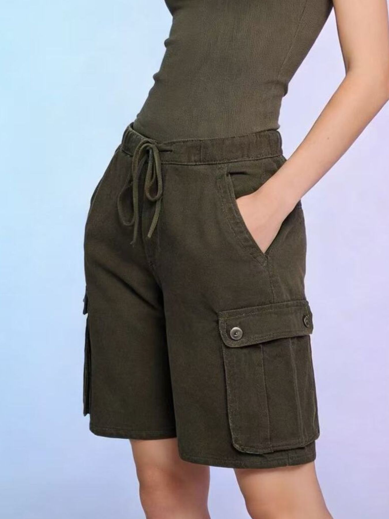 Cargo Shorts with Drawstring by Dreamy Drapes