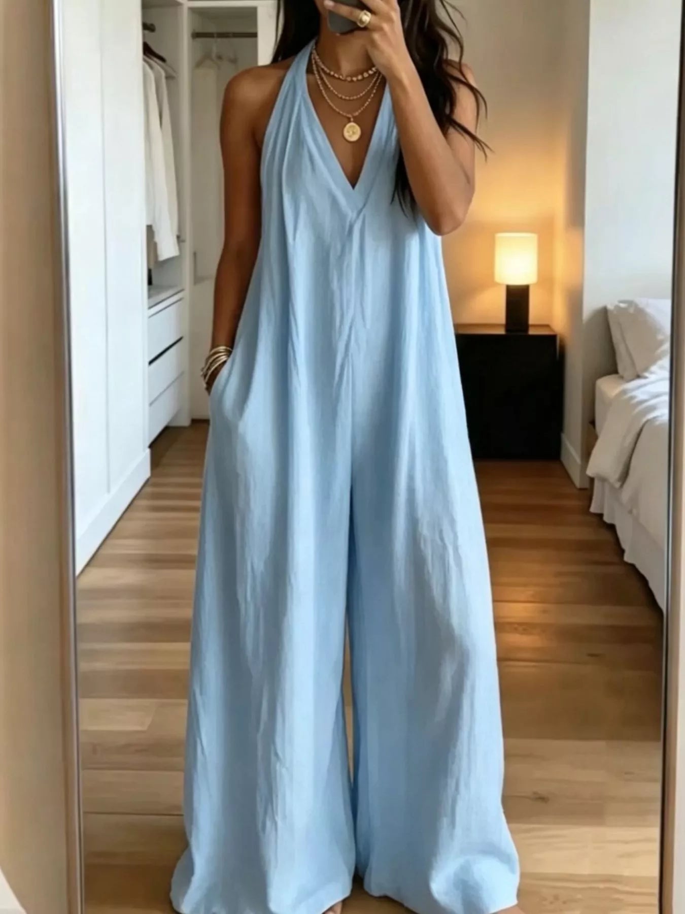 Halter Neck Wide Leg Jumpsuit