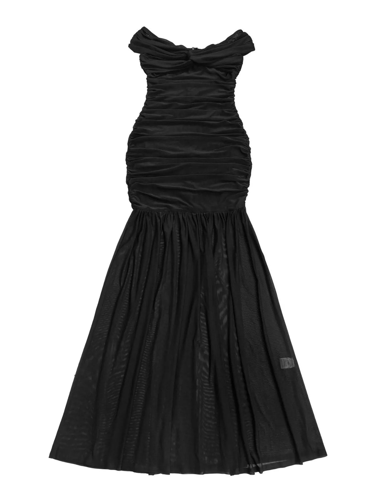 Off-Shoulder Ruched Mermaid Maxi Dress
