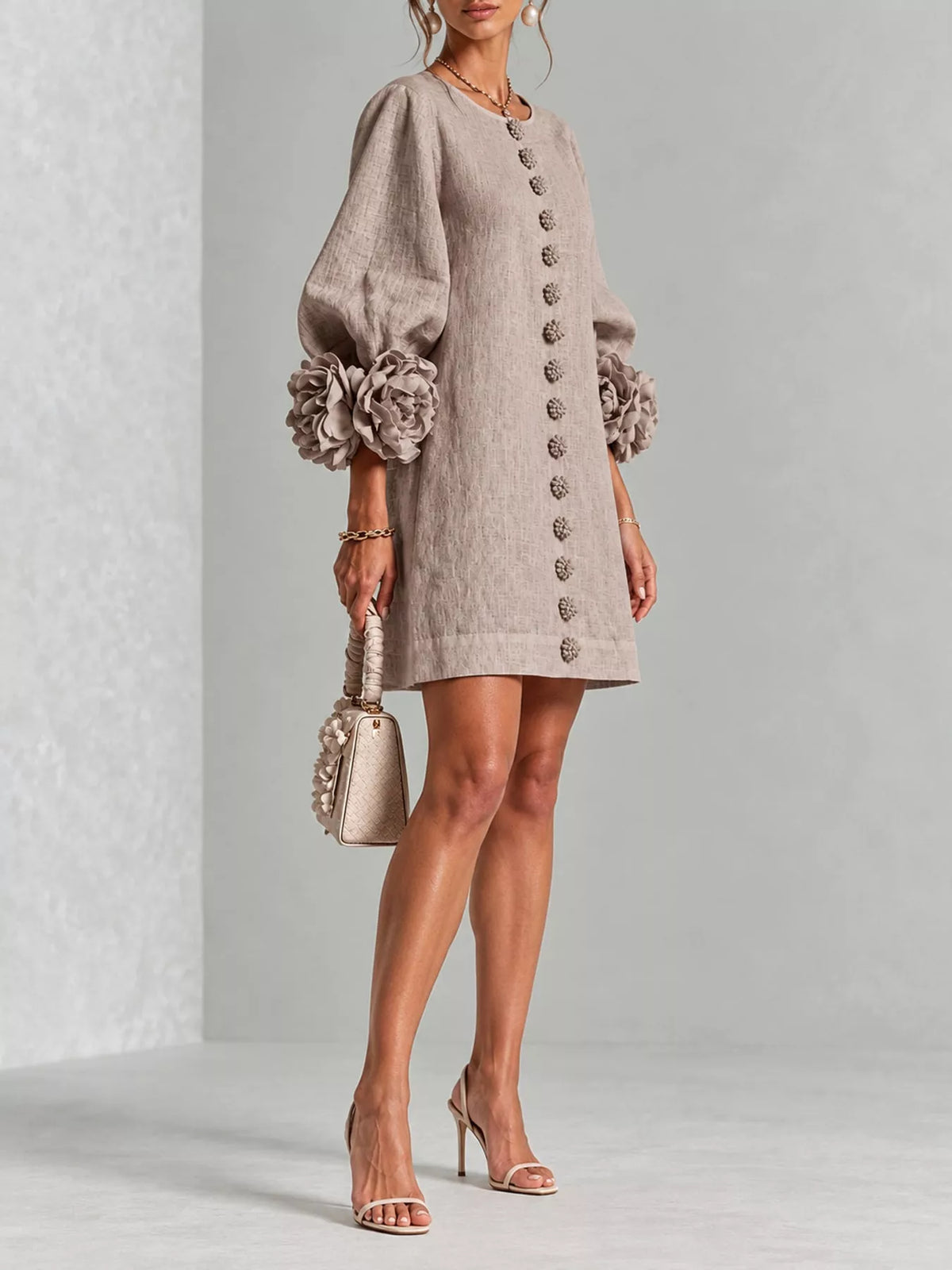 3D Floral Applique Mini Dress