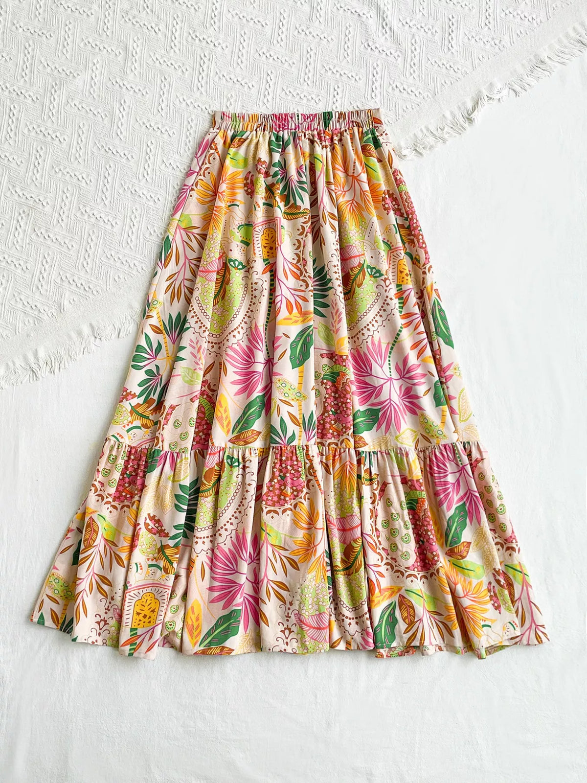 Floral Print Ruffle Hem Skirt in Multicolor