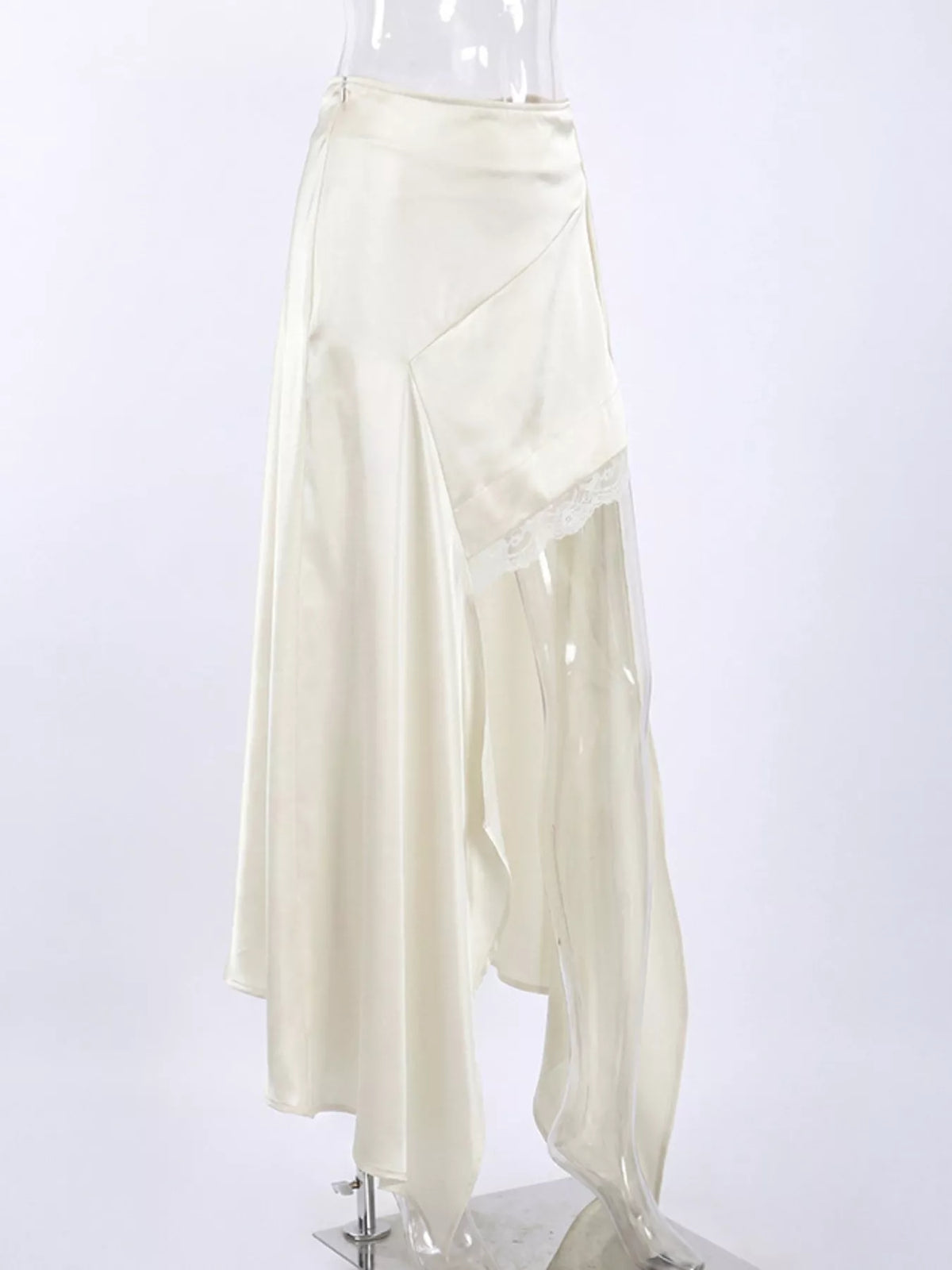 Satin High-Low Skirt in Apricot