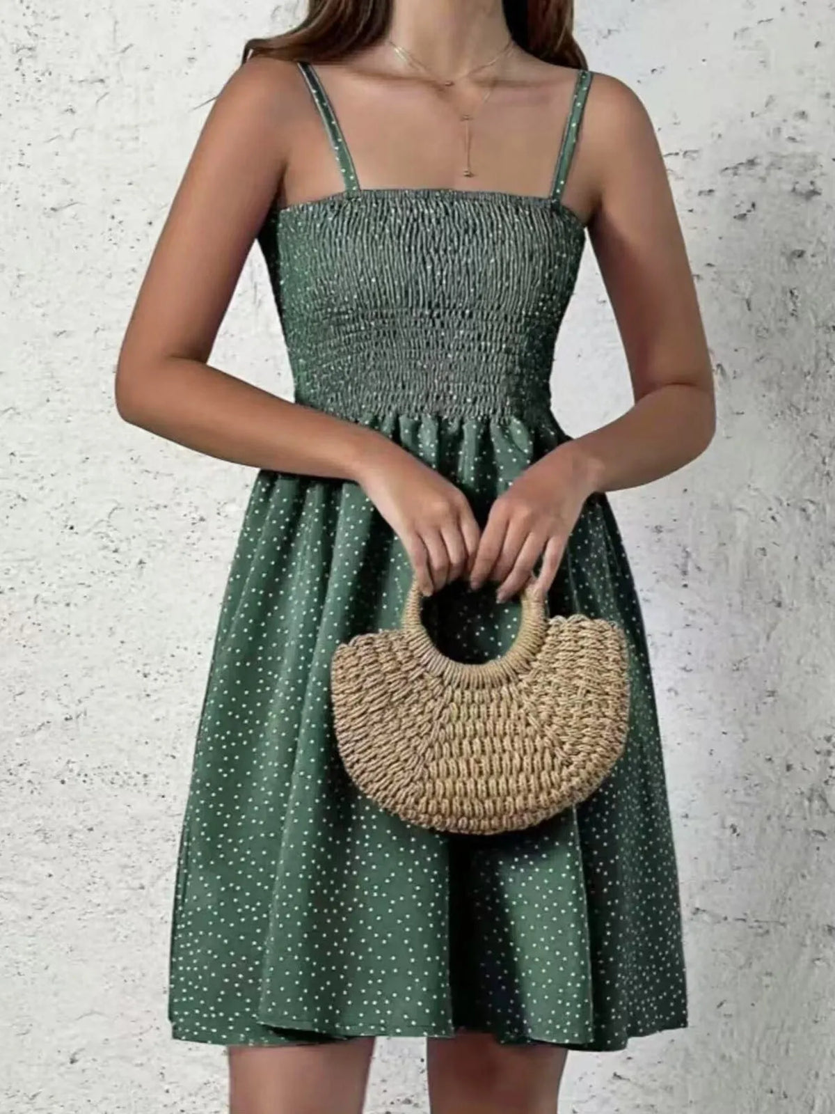Plus Size Smocked Square Neck Cami Dress