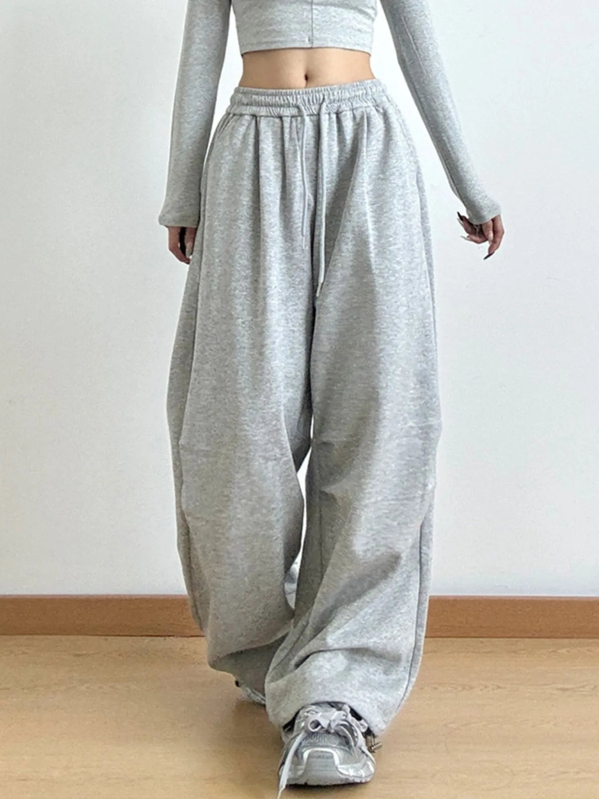 Wide Leg Pants with Drawstring Tie