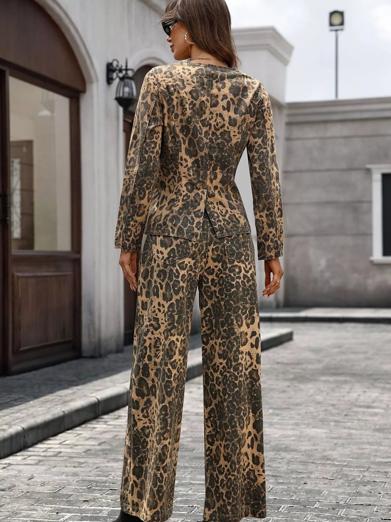 Button-Up Long Sleeve Top and Jeans Denim Set by Moni Wear