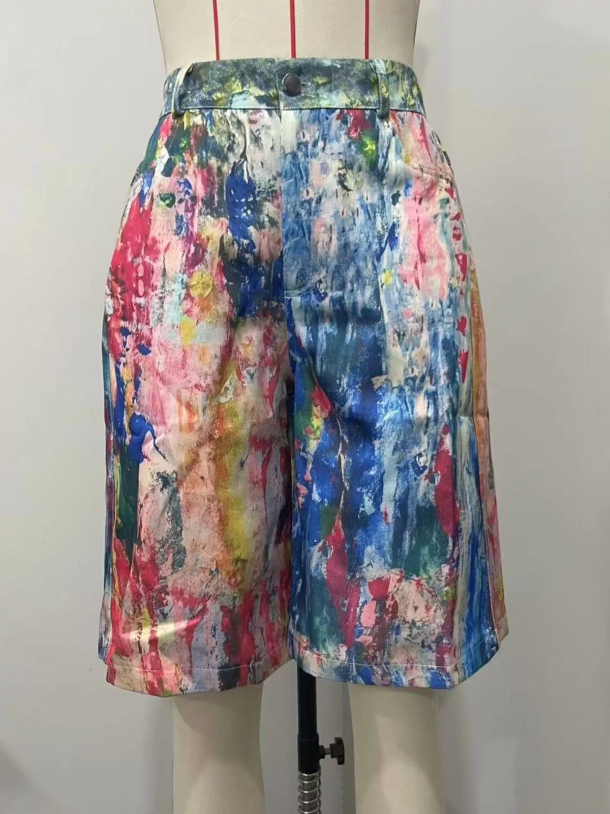 Artistic Splash Print Shorts in Multicolor